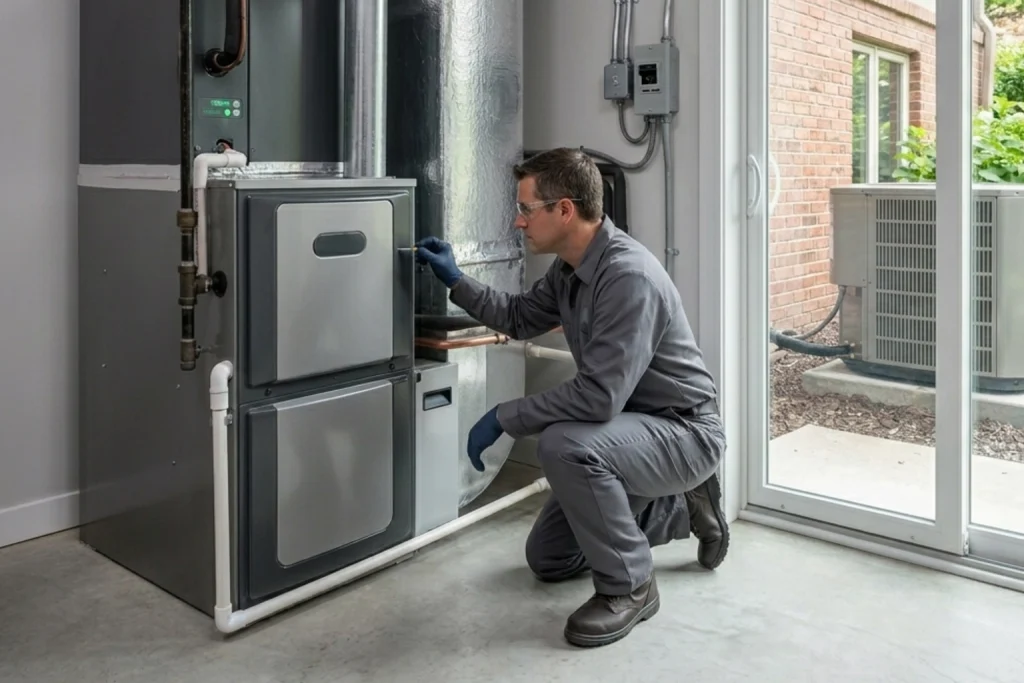 High-efficiency HVAC system installed in Minneapolis mechanical room